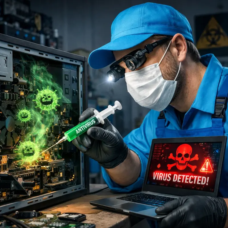 Лечение компьютера от вирусов в Красном Селе на дому